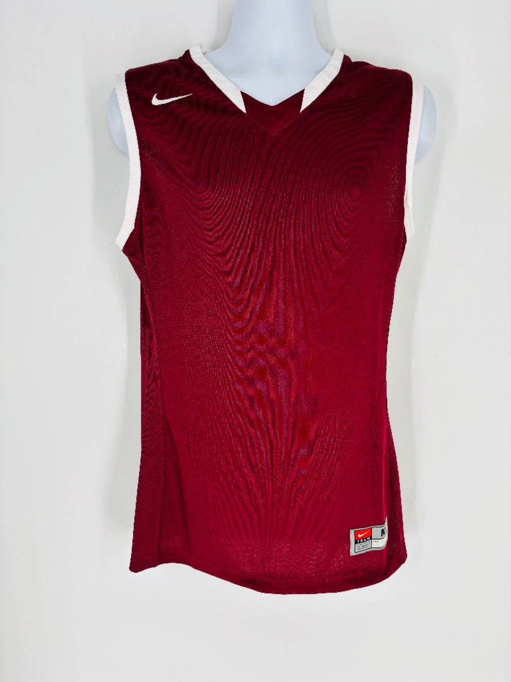 NWT Nike Mens Basketball Jersey Burgundy / White Sleeveless Athletic Size: M